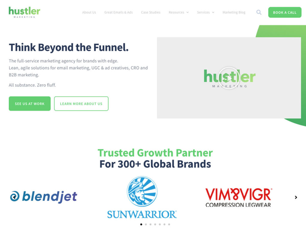 Hustler Marketing Website Screenshot